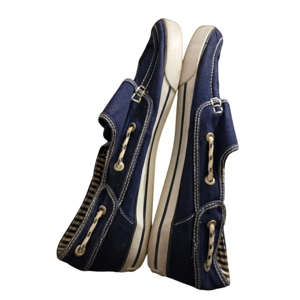 Men's Nautica Blue Canvas Boat Shoes Standard 10.5 with White‎ Accents
